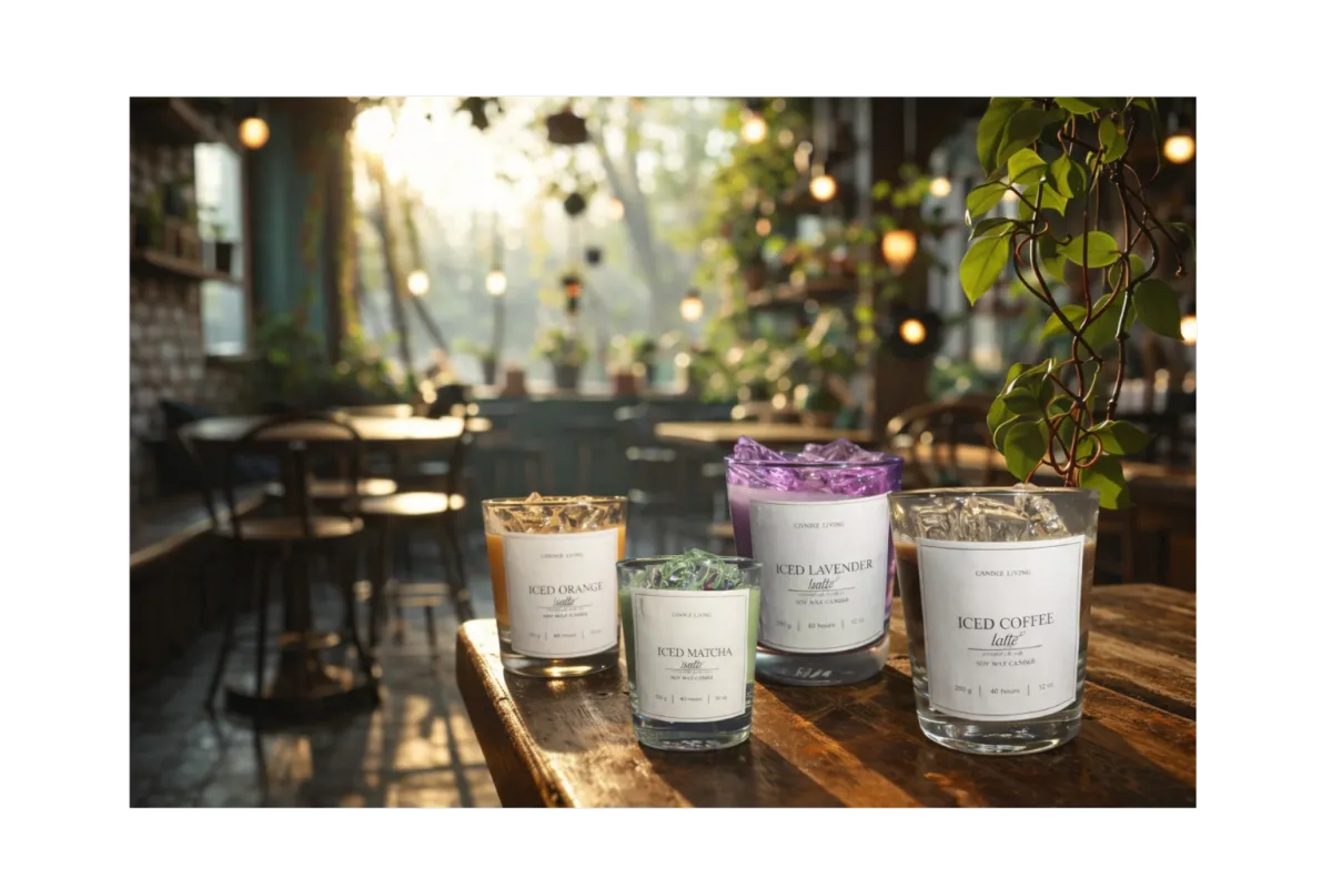 Latte-kollektion handgjorda sojaljus – Lavender, Coffee, Matcha & Orange Latte för mys och avkoppling hemma