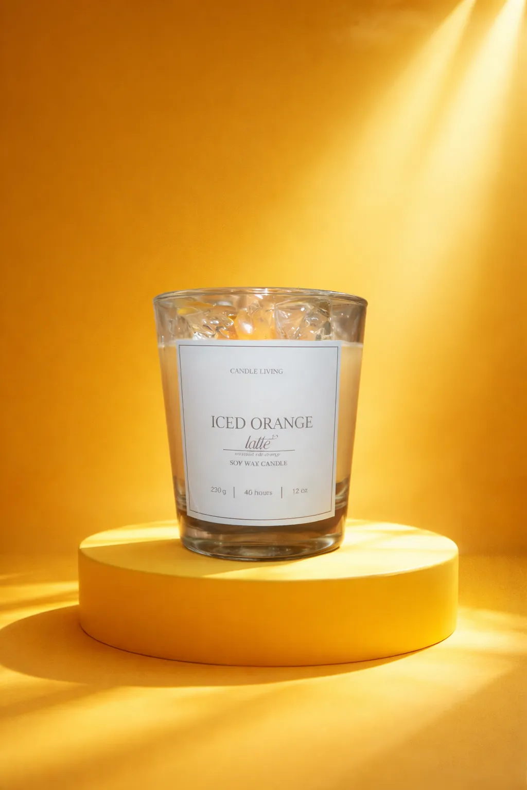 Handgjort Iced Lavender Latte-ljus med lugnande lavendeldoft, dekorativa “isbitar” och mjukt sken – perfekt för avkoppling och mysiga stunder hemma.