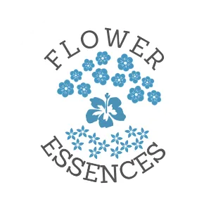 flower essences icon with blue flowers in the middle