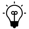 black graphic of light bulb