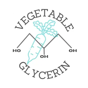 icon showing molecular representation  of vegetable glycerin against a turquoise carrot background 