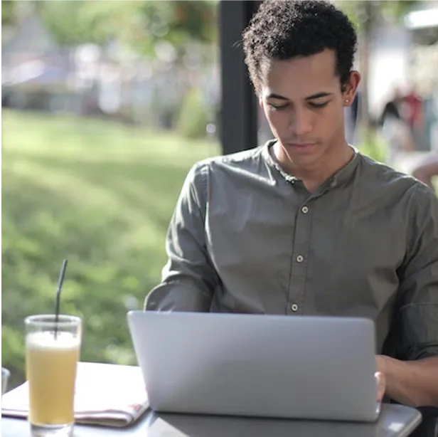 man working on laptop