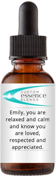 brown dropper bottle with Catherine Winfree's Custom Essence Blend label