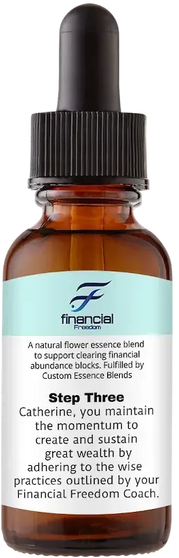brown dropper bottle with Financial Freedom label 