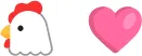 chicken + heart icons