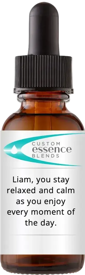 brown dropper bottle with Catherine Winfree's Custom Essence Blend label