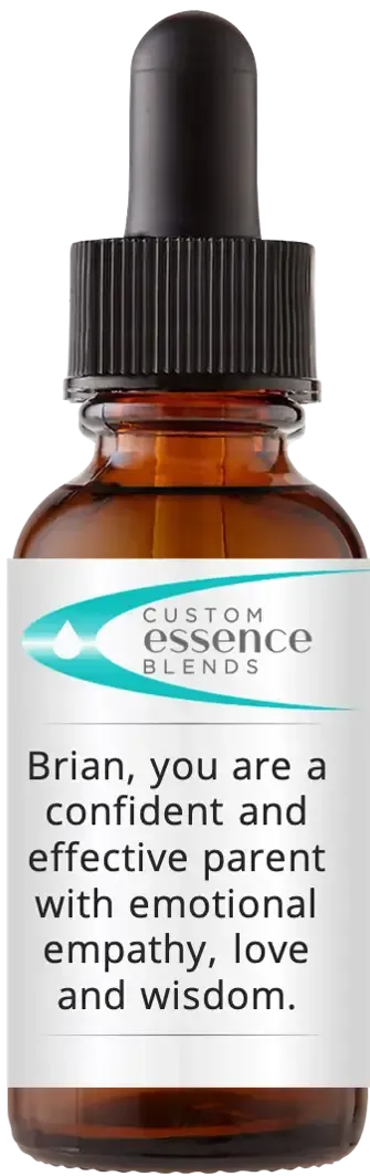 brown dropper bottle with Catherine Winfree's Custom Essence Blend label