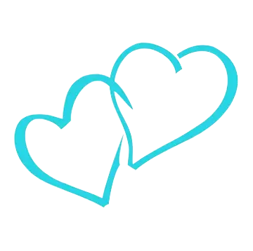 two intertwined teal hearts