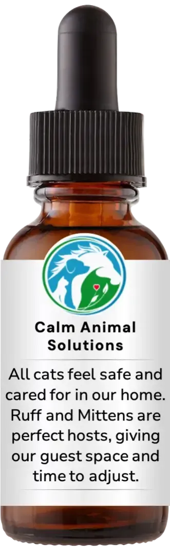 brown dropper bottle with animal communicator Catherine Winfree's Calm Animal Solutions label 