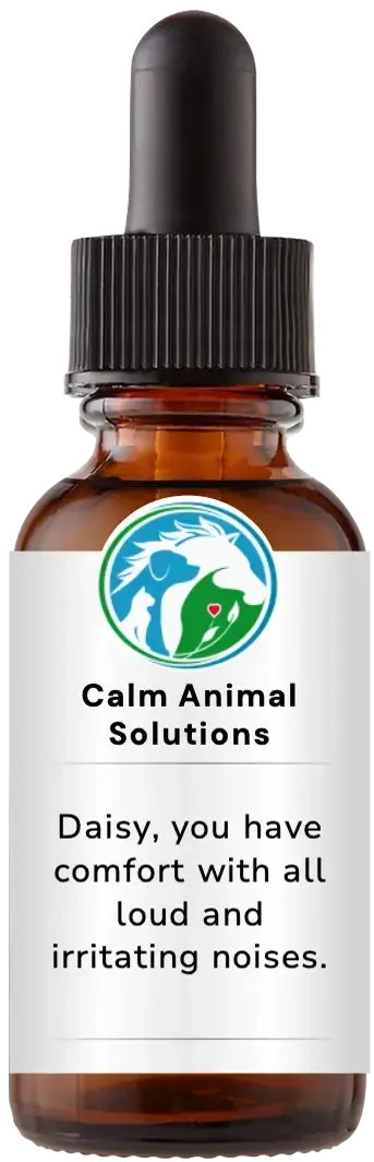 brown dropper bottle with animal communicator Catherine Winfree's Calm Animal Solutions label 