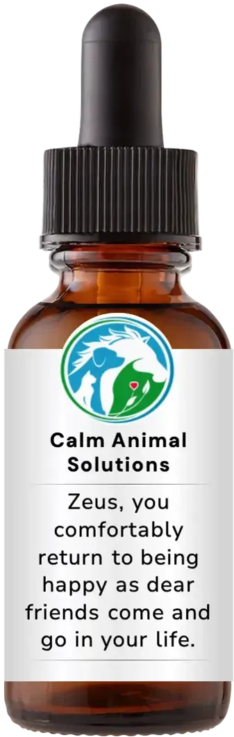 brown dropper bottle with animal communicator Catherine Winfree's Calm Animal Solutions label 