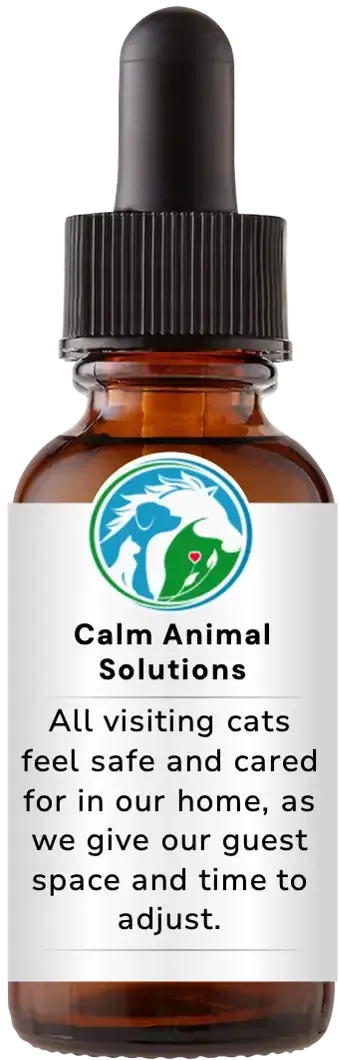 brown dropper bottle with animal communicator Catherine Winfree's Calm Animal Solutions label 