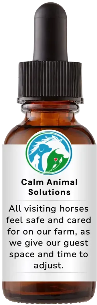 brown dropper bottle with animal communicator Catherine Winfree's Calm Animal Solutions label 