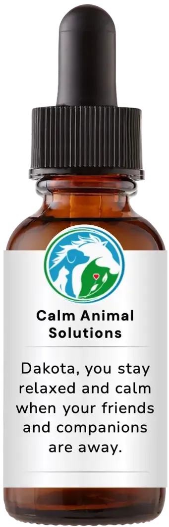 brown dropper bottle with animal communicator Catherine Winfree's Calm Animal Solutions label 