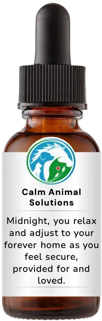 brown dropper bottle with animal communicator Catherine Winfree's Calm Animal Solutions label 