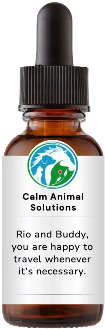 brown dropper bottle with animal communicator Catherine Winfree's Calm Animal Solutions label 