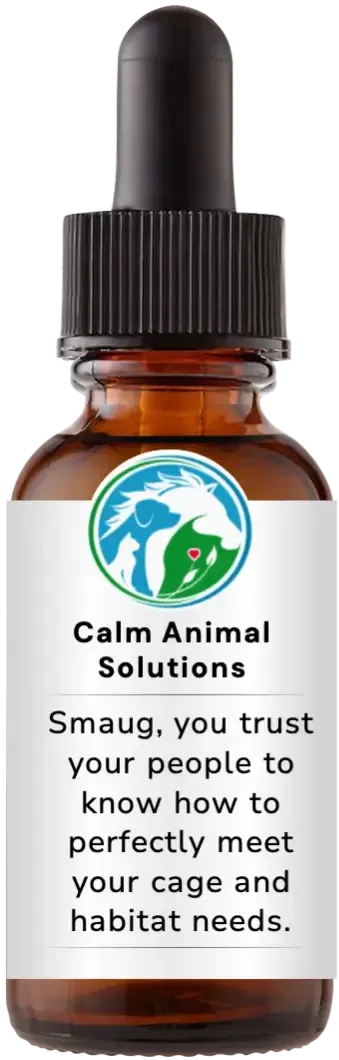 brown dropper bottle with animal communicator Catherine Winfree's Calm Animal Solutions label 