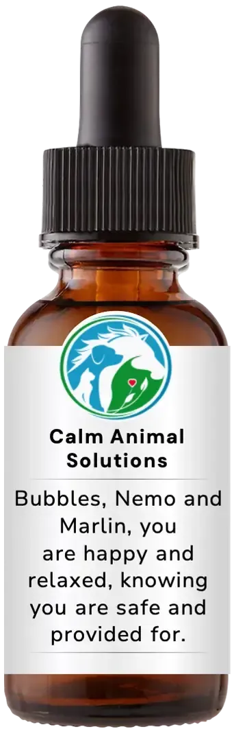 brown dropper bottle with animal communicator Catherine Winfree's Calm Animal Solutions label 