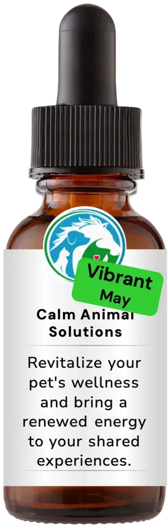 brown dropper bottle with white calm animal solution label 