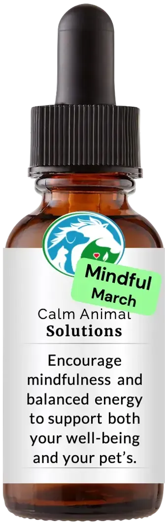 brown dropper bottle with animal communicator Catherine Winfree's Calm Animal Solutions label 