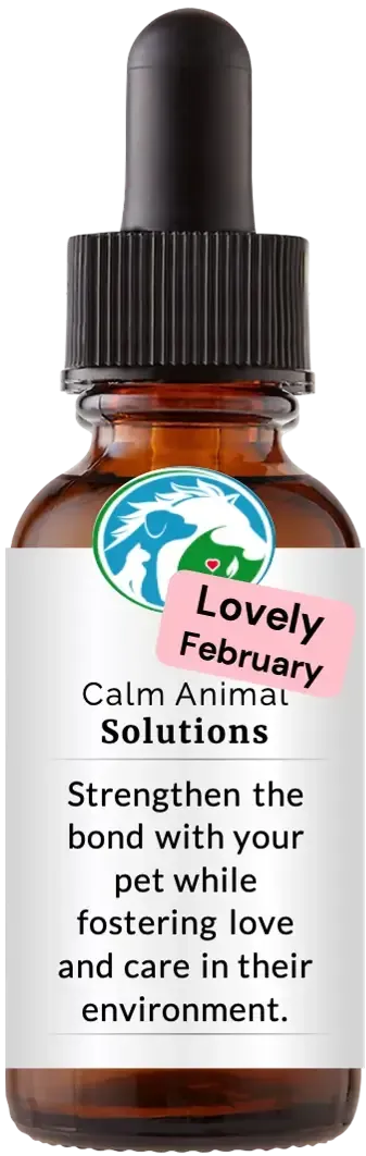 brown dropper bottle with animal communicator Catherine Winfree's Calm Animal Solutions label 