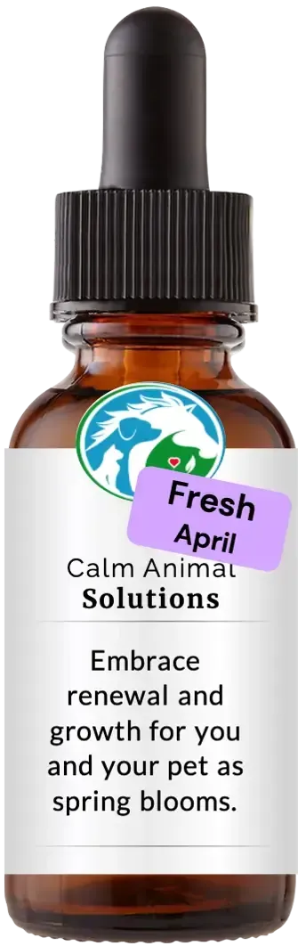 brown dropper bottle with animal communicator Catherine Winfree's Calm Animal Solutions label 