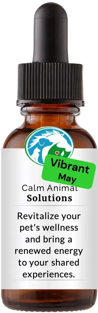 brown dropper bottle with animal communicator Catherine Winfree's Calm Animal Solutions label 