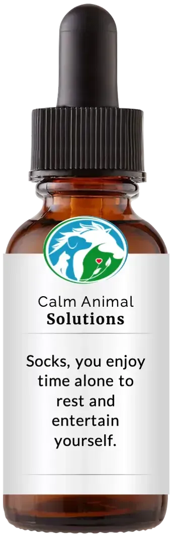 brown dropper bottle with animal communicator Catherine Winfree's Calm Animal Solutions label 