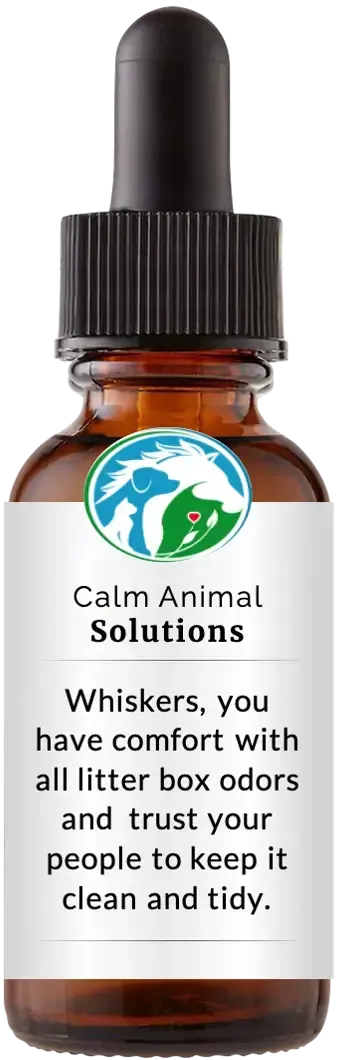 brown dropper bottle with animal communicator Catherine Winfree's Calm Animal Solutions label 