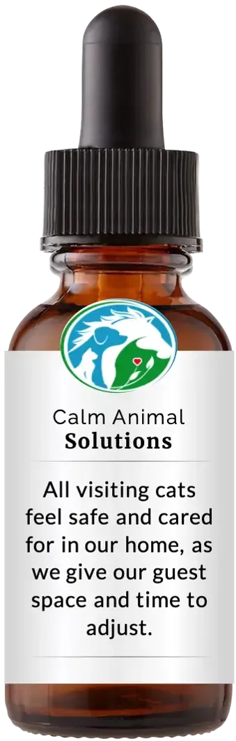 brown dropper bottle with animal communicator Catherine Winfree's Calm Animal Solutions label 