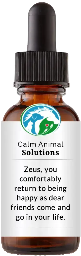 brown dropper bottle with animal communicator Catherine Winfree's Calm Animal Solutions label 