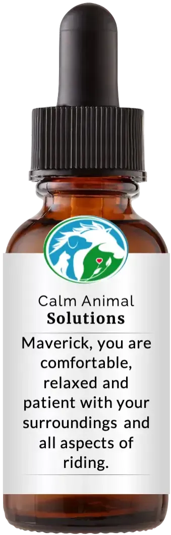 brown dropper bottle with animal communicator Catherine Winfree's Calm Animal Solutions label 