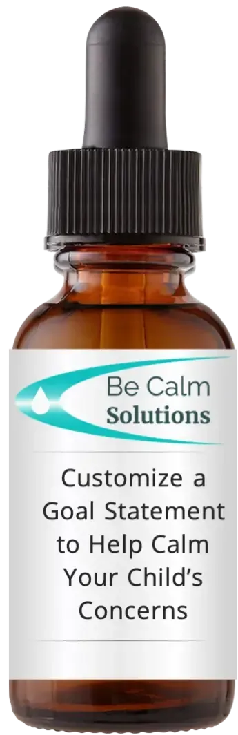 brown dropper bottle with Catherine Winfree's Be Calm Solutions label