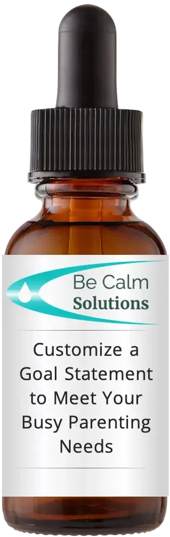 brown dropper bottle with Catherine Winfree's Be Calm Solutions label