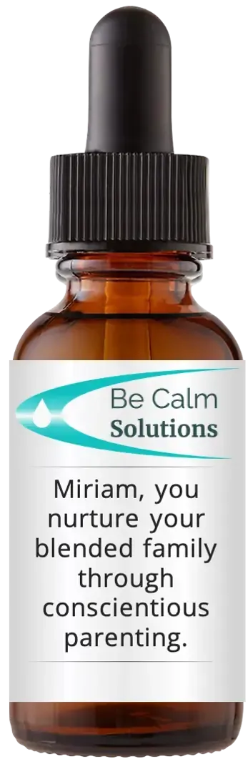 brown dropper bottle with Catherine Winfree's Be Calm Solutions label