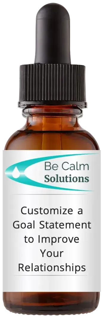 brown dropper bottle with Catherine Winfree's Be Calm Solutions label