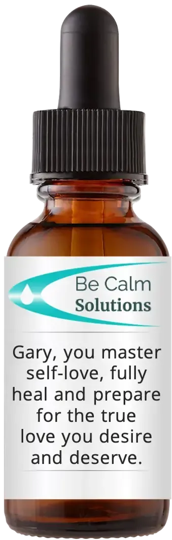 brown dropper bottle with Catherine Winfree's Be Calm Solutions label