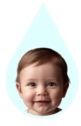 ai smiling toddler in an aqua drop