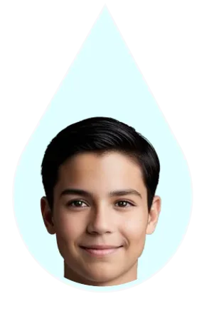 ai smiling teen in aqua drop