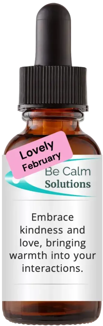 brown dropper bottle with Catherine Winfree's Be Calm Solutions label