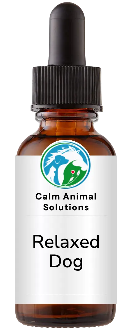 brown dropper bottle with animal communicator Catherine Winfree's Calm Animal Solutions label 