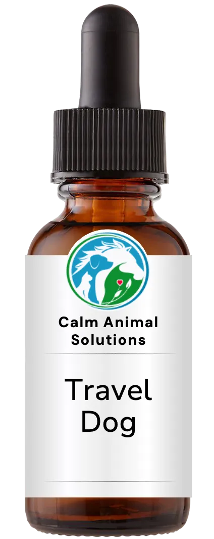 brown dropper bottle with animal communicator Catherine Winfree's Calm Animal Solutions label 