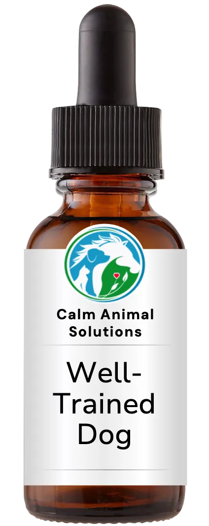 brown dropper bottle with animal communicator Catherine Winfree's Calm Animal Solutions label 