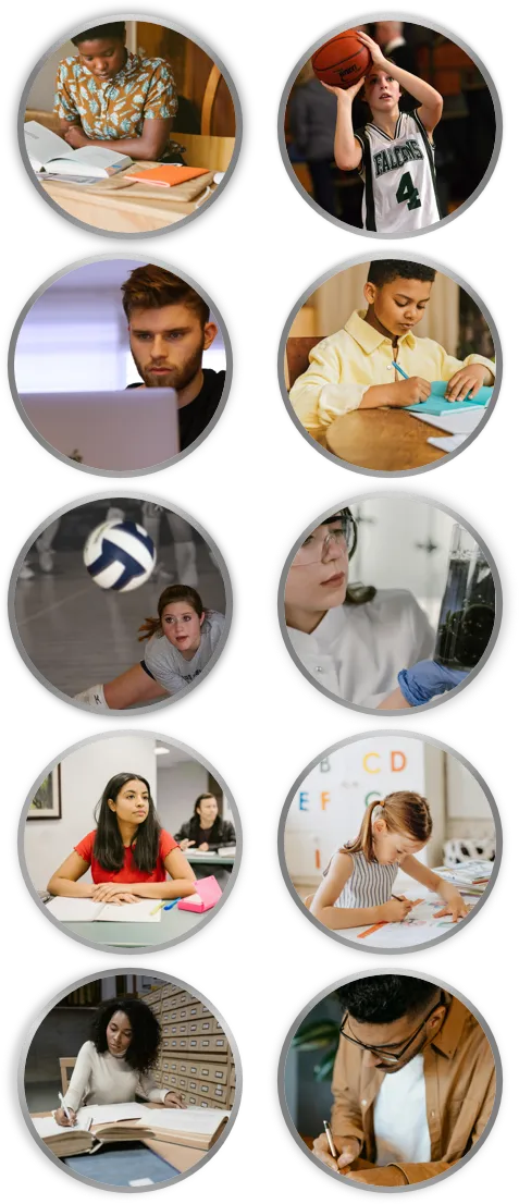 alt examples: person studying with calm focus, support student concentrating on homework, calmly professional working with clear focus, athlete maintaining calm concentration, writer working with mental clarity, young girl coloring with focused intention, student attentively listening to instructor