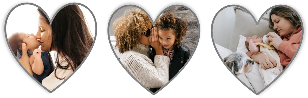 3 photos of moms with chid