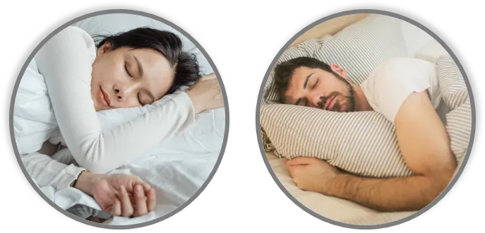 two photos of a person sleeping