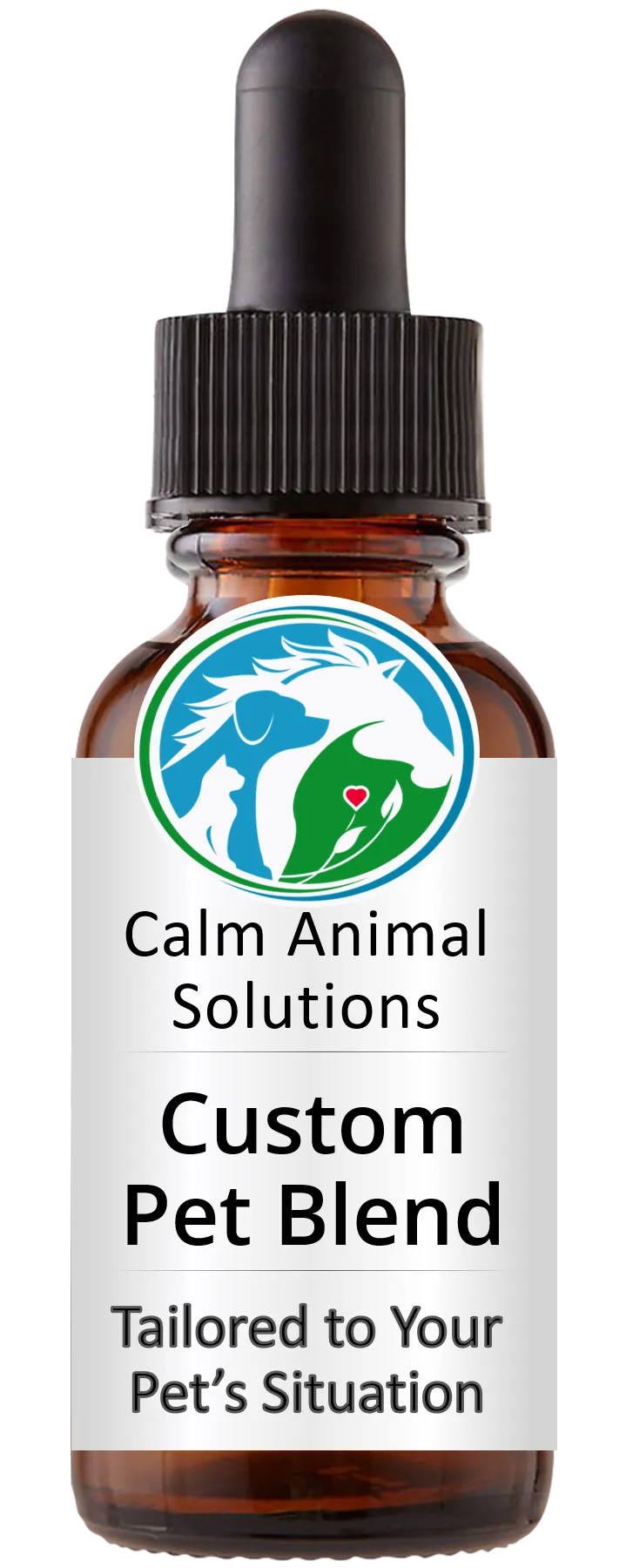 1 amber dropper bottle with Calm Animal Solutions label