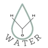 icon showing molecular representation  of water against a turquoise water drop background 