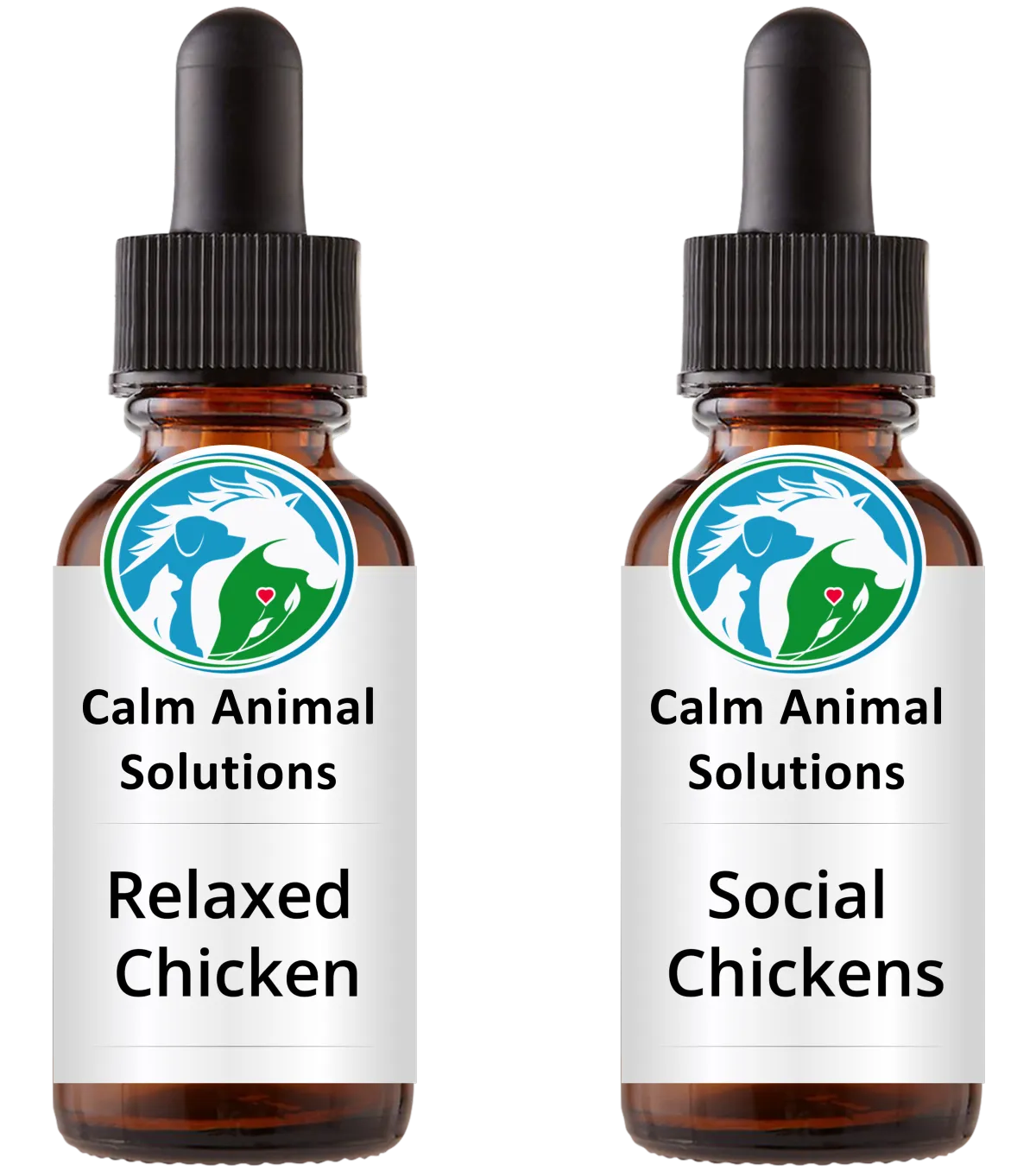 Calm Animal Solutions Natural Calming Chicken Stress Relief  with Relaxed Chicken for Calming Fear, Broodiness, and Molting in stressed chickens and Social Chickens for calming pecking order, bullying, and feather plucking in stressed chickens