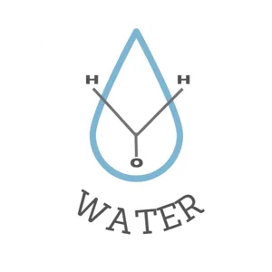 icon showing molecular representation  of vegetable glycerin against a water drop background 